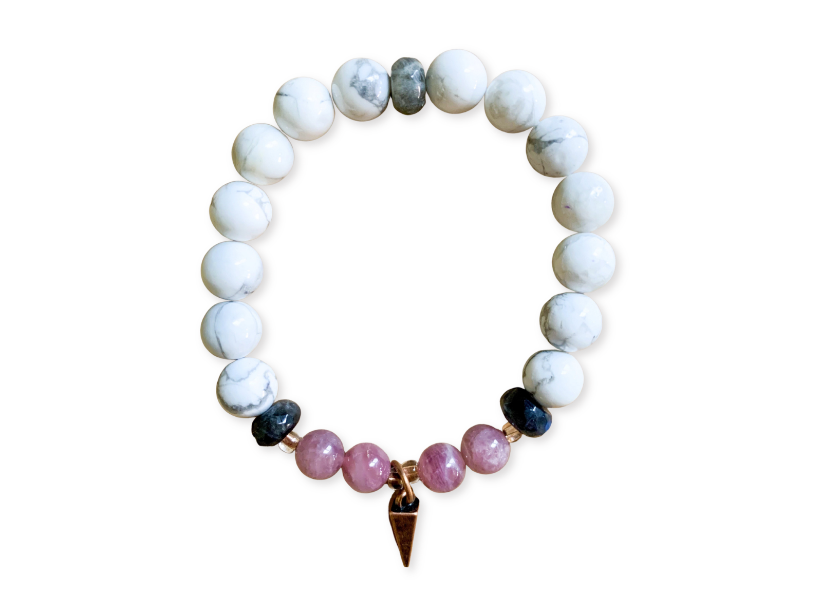Rose Quartz, Howlite, Labradorite, and Copper Beaded Bracelet || Reiki Infused