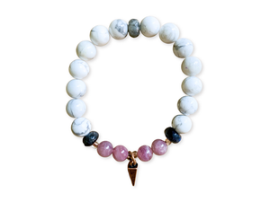 Rose Quartz, Howlite, Labradorite, and Copper Beaded Bracelet || Reiki Infused