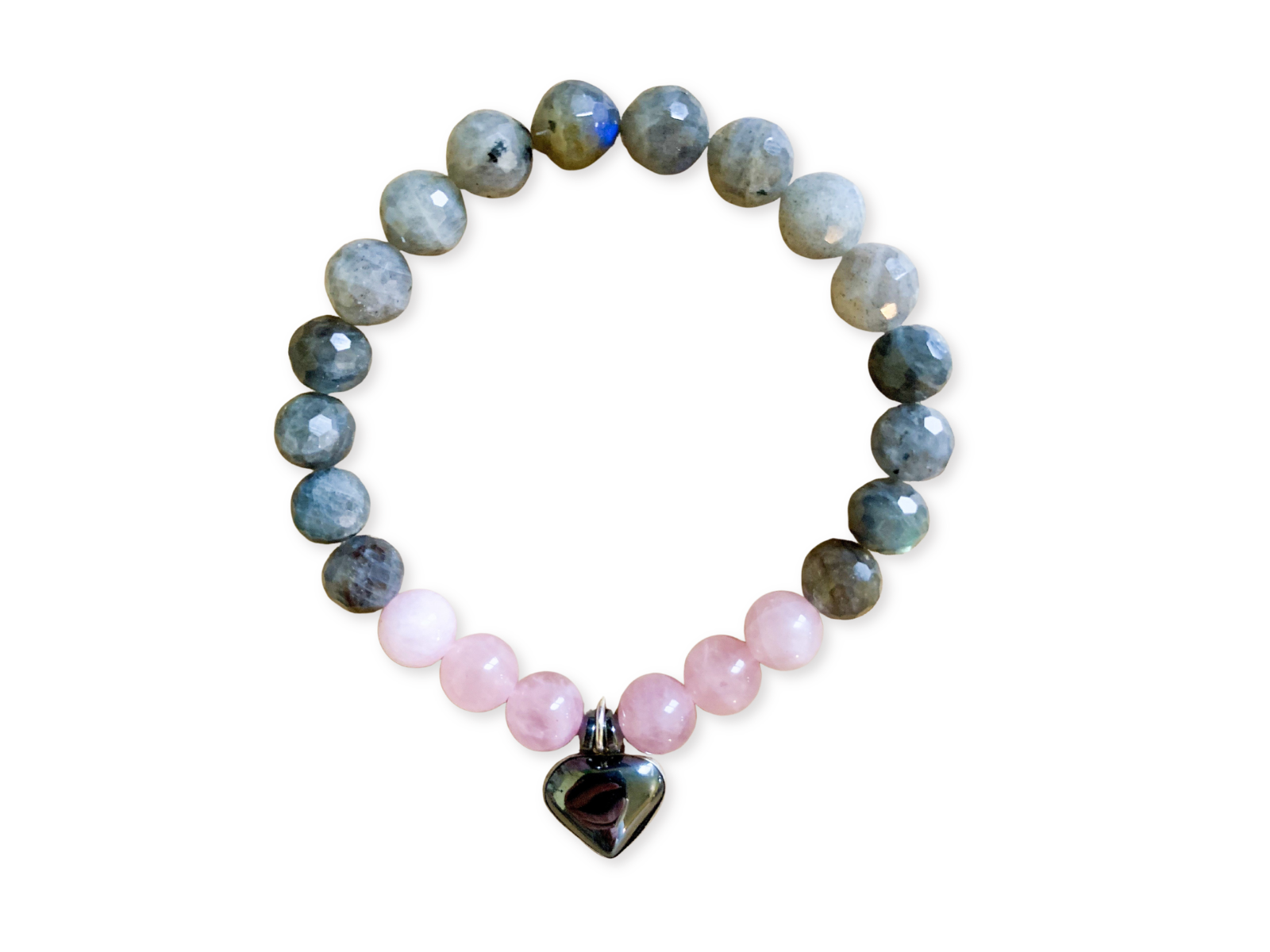 Rose Quartz, Labradorite, and Hematite Beaded Bracelet || Reiki Infused