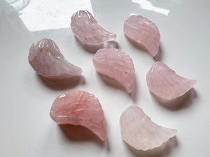 Rose Quartz Double-Sided Angel Wing Carving