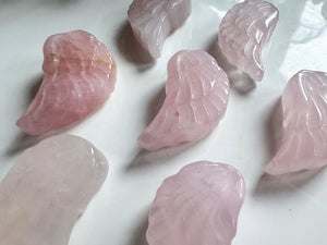 Rose Quartz Double-Sided Angel Wing Carving