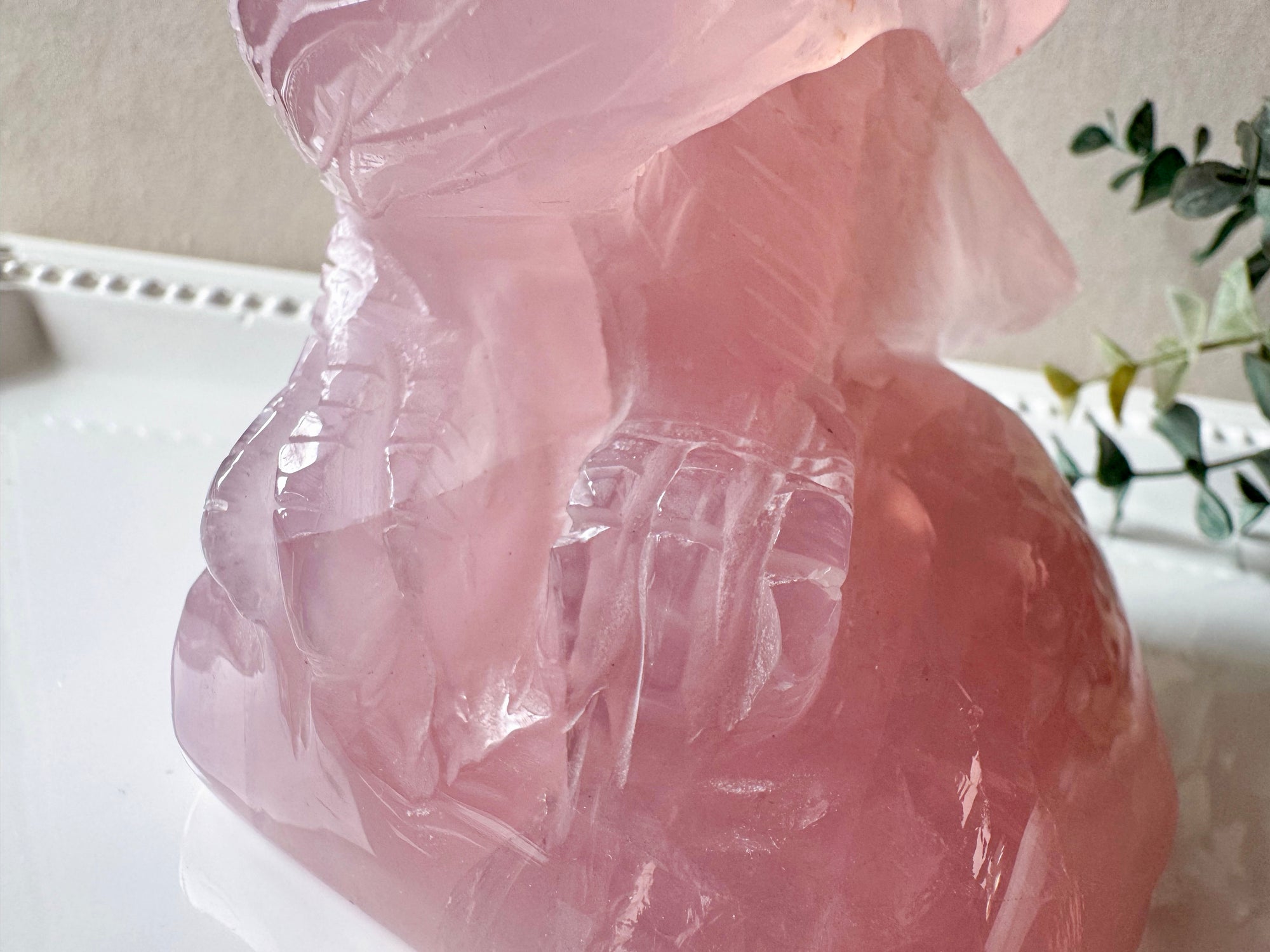Rose Quartz Eagle Carving