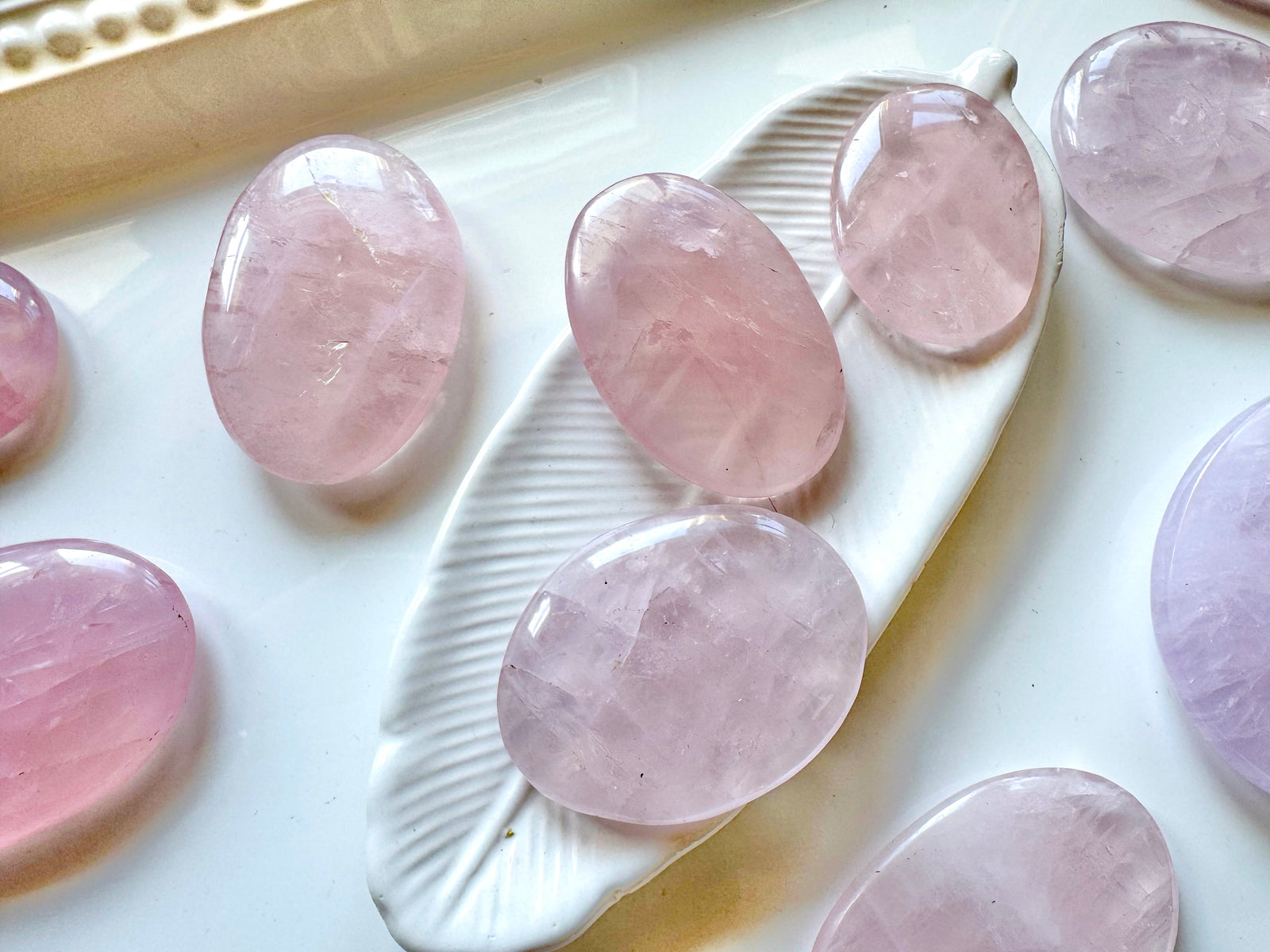 Rose Quartz Flat Palm Stone || Madagascar