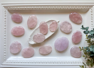 Rose Quartz Flat Palm Stone || Madagascar