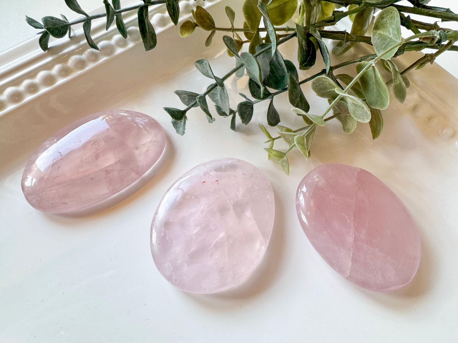 Rose Quartz Flat Palm Stone || Madagascar