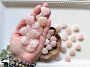 Rose Quartz Mini 'Love' Heart || 1"