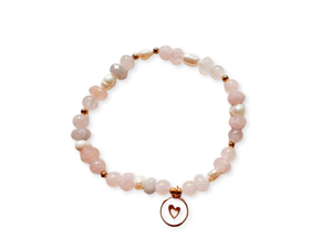 Rose Quartz & Mother of Pearl Beaded Bracelet || Reiki Infused