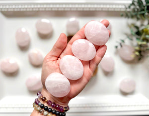 Rose Quartz Palm Stone || Brazil