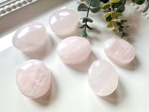 Rose Quartz Palm Stone || Brazil