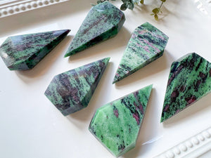Ruby in Zoisite Faceted Flame