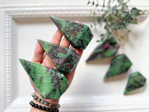 Ruby in Zoisite Faceted Flame