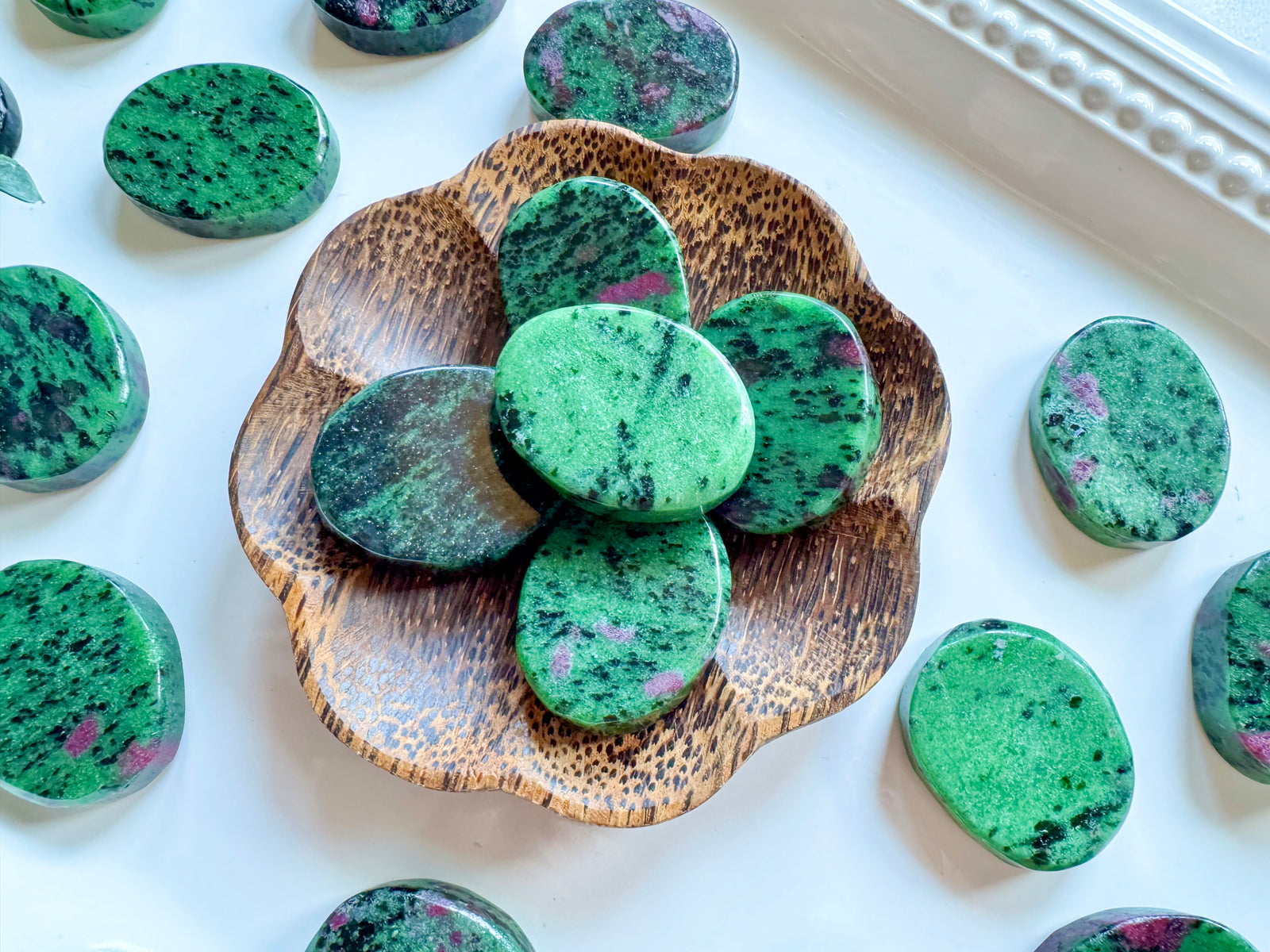 Ruby in Zoisite Flat Palm Stone
