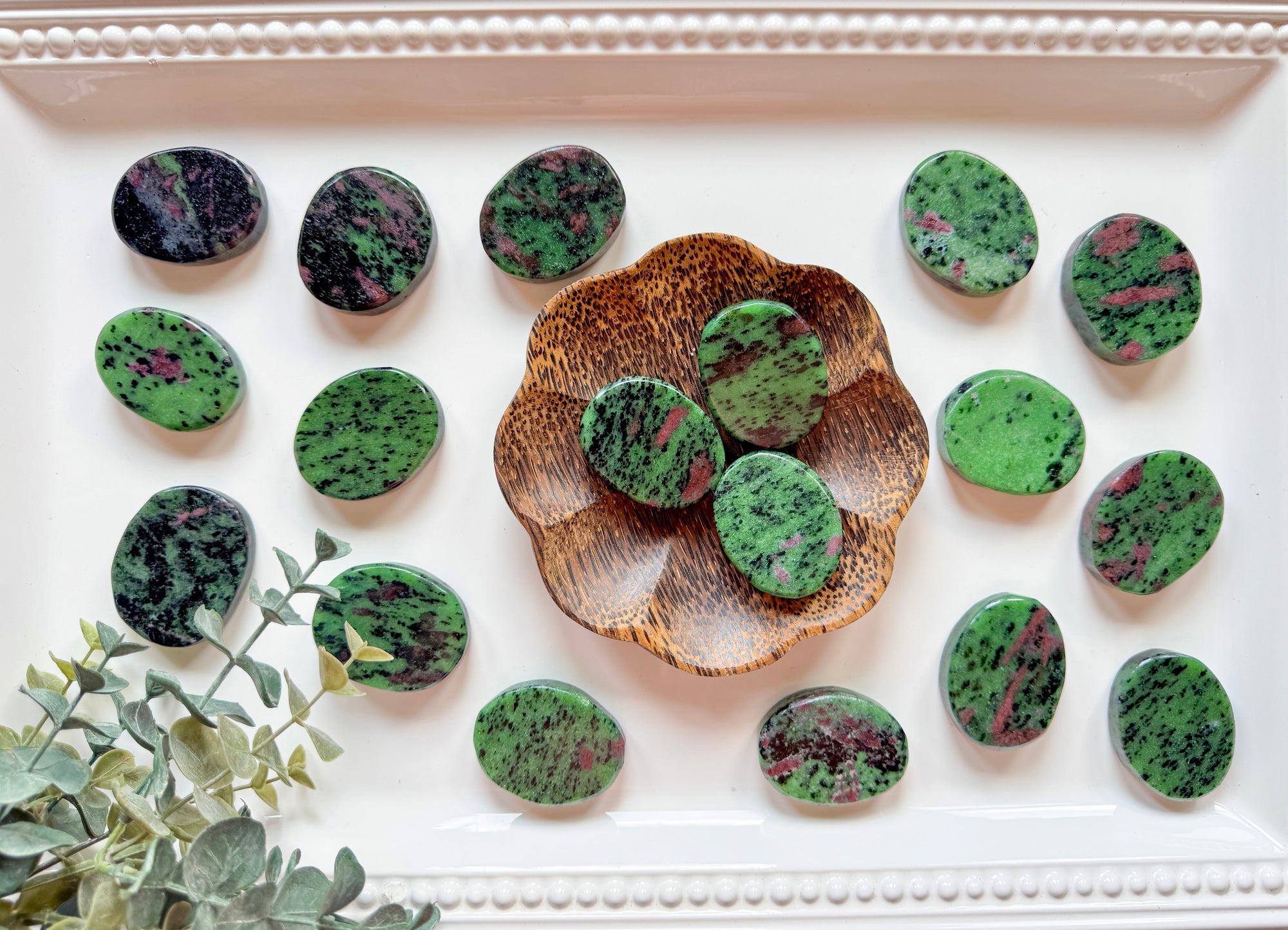 Ruby in Zoisite Flat Palm Stone
