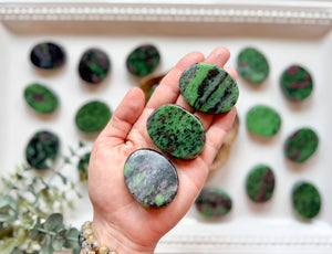 Ruby in Zoisite Flat Palm Stone
