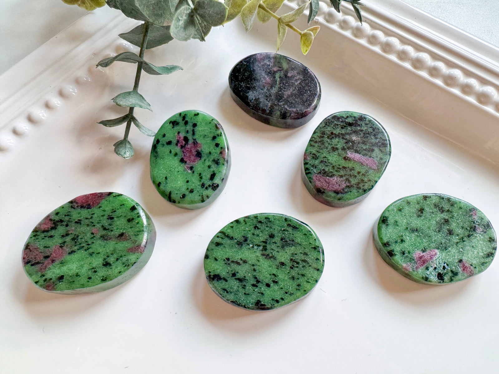 Ruby in Zoisite Flat Palm Stone
