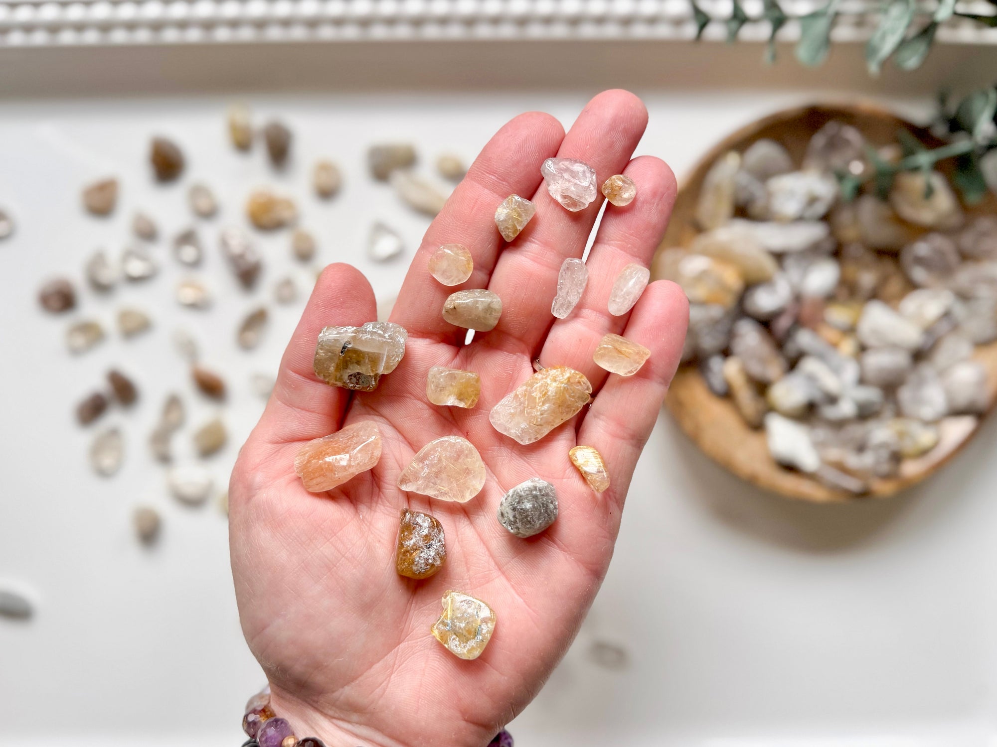 Rutilated Quartz Chip Tumbled Stone