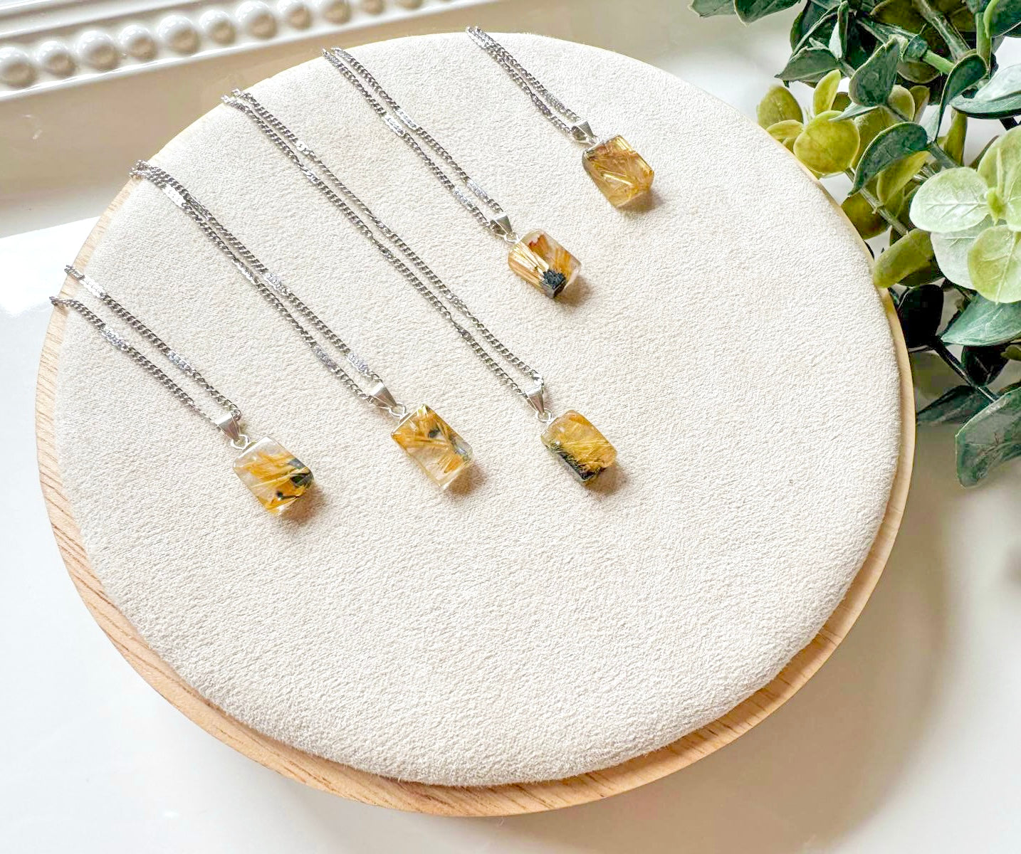 Rutiled Quartz Rectangle Necklace