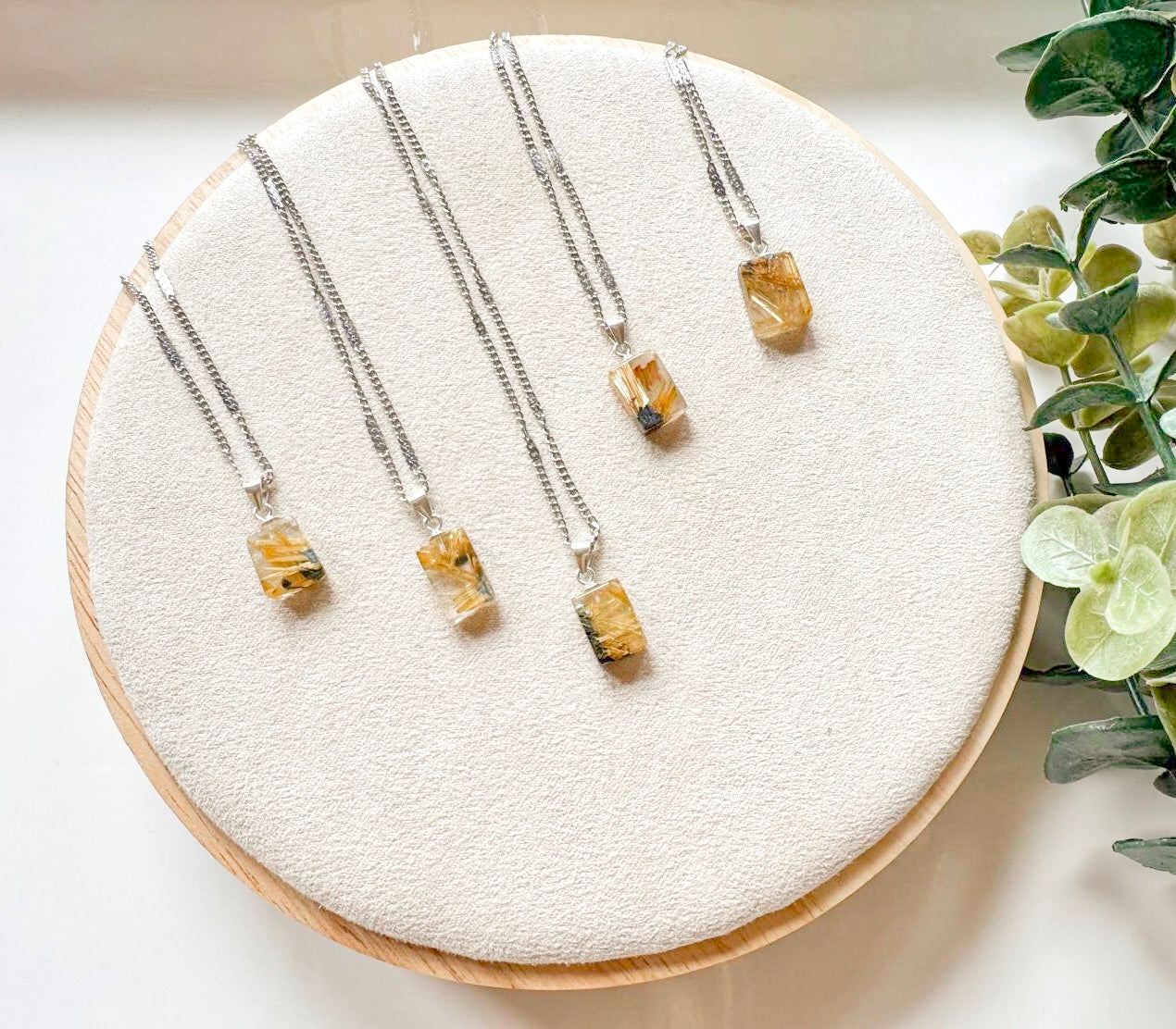 Rutiled Quartz Rectangle Necklace