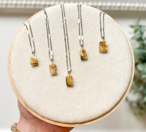 Rutiled Quartz Rectangle Necklace