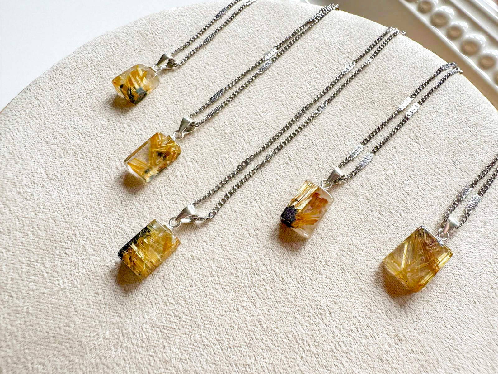 Rutiled Quartz Rectangle Necklace