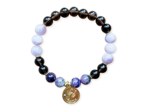 SCORPIO GOLD EDITION Smoky Quartz, Kunzite, Charoite Beaded Bracelet || Reiki Infused