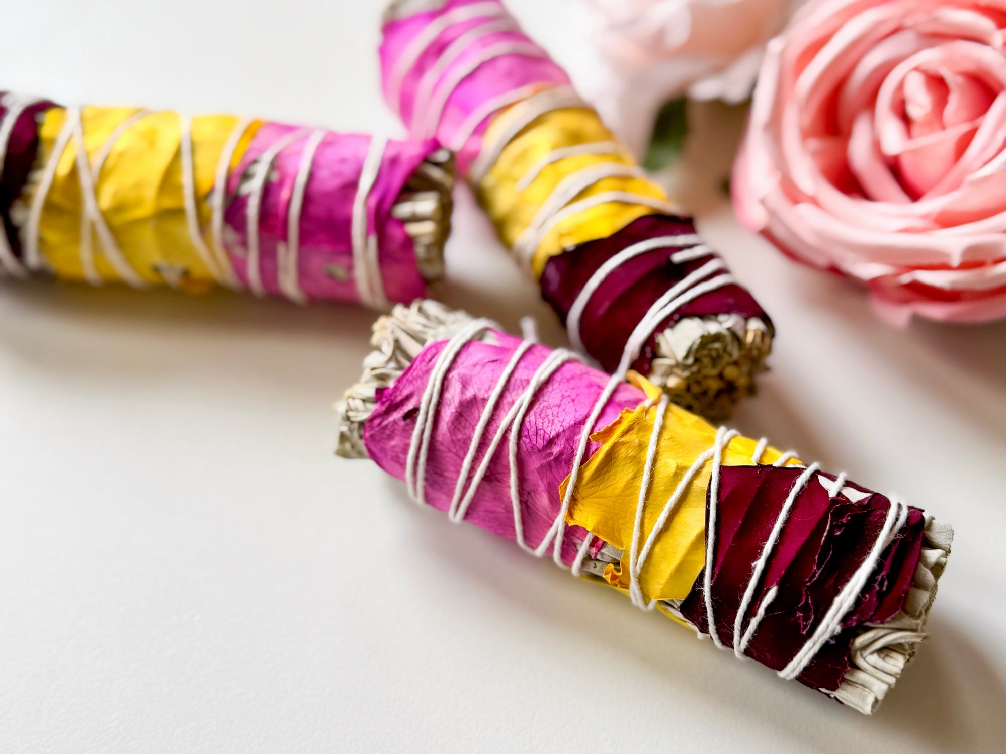 Sage Stick with Rose Petals