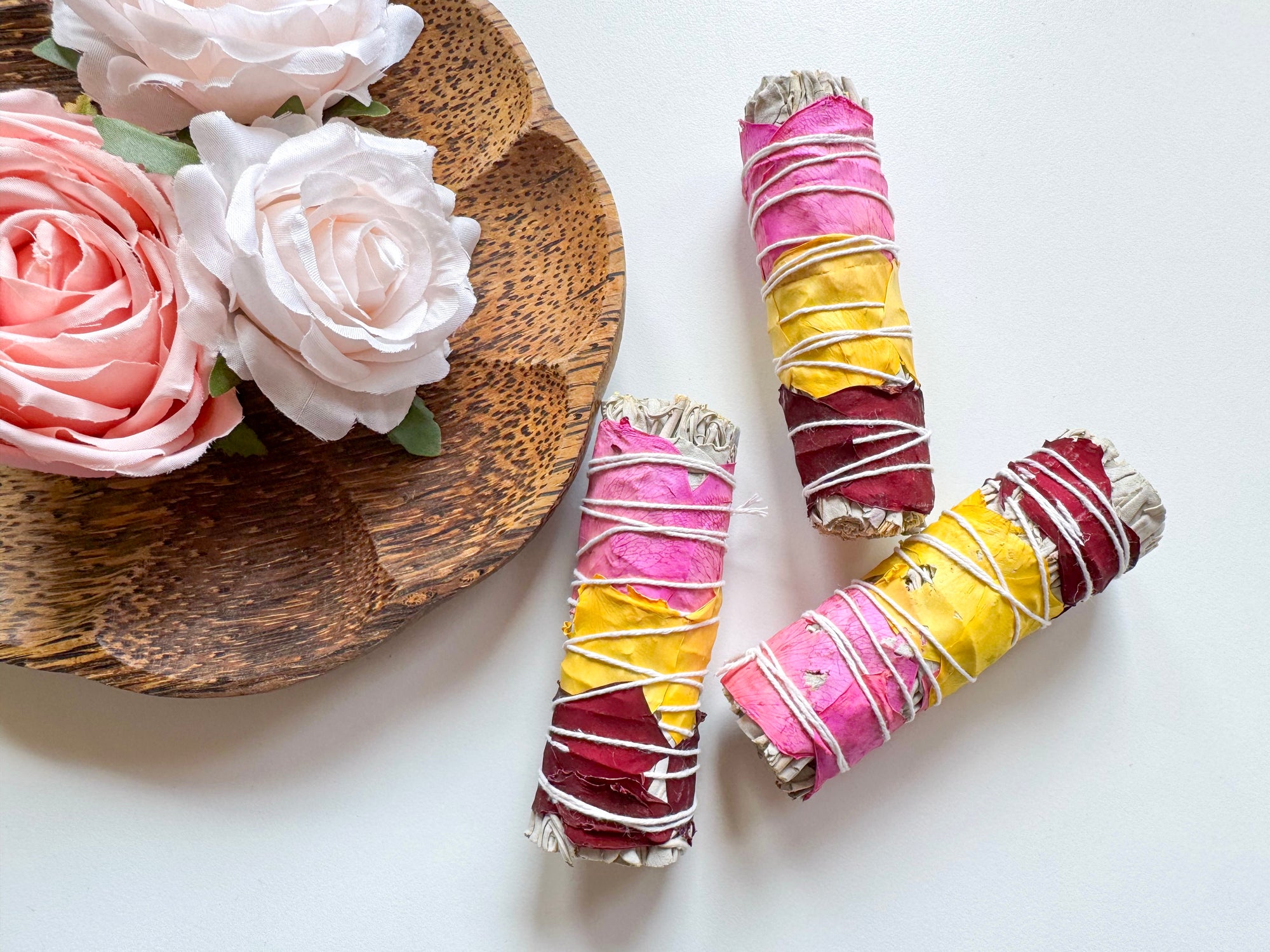 Sage Stick with Rose Petals