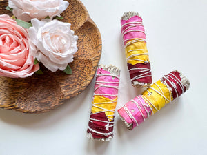 Sage Stick with Rose Petals