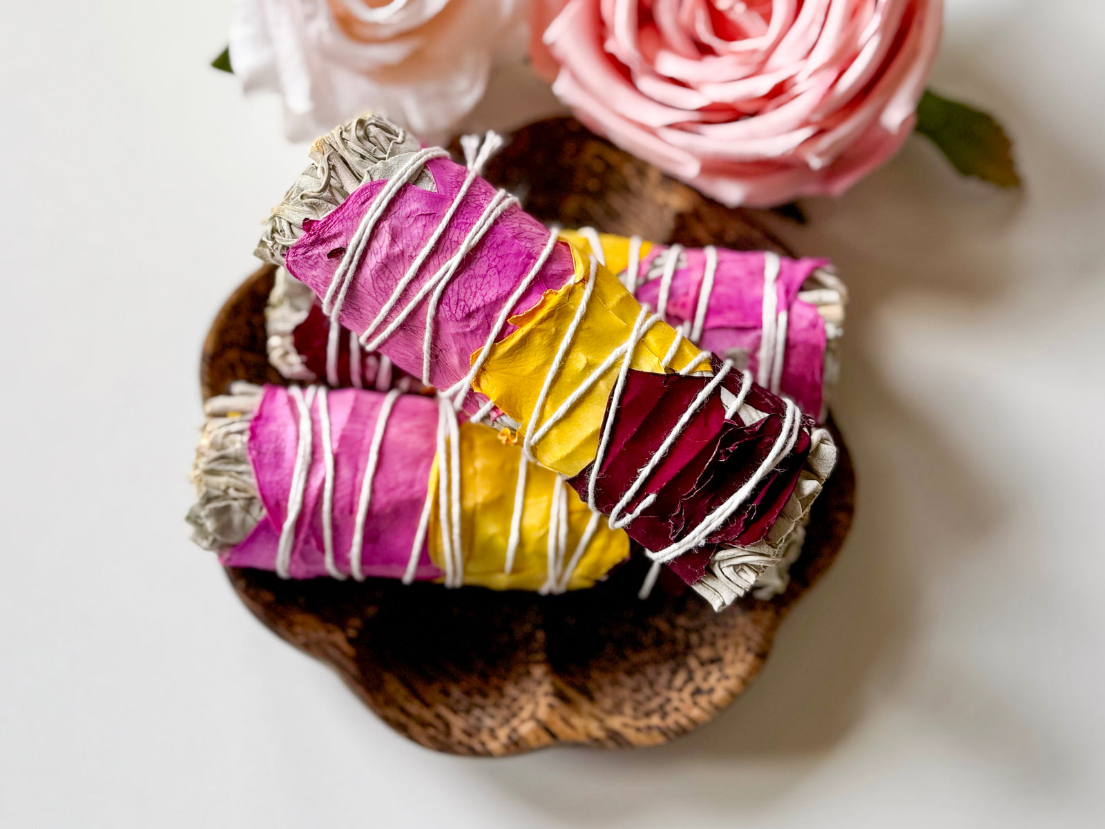 Sage Stick with Rose Petals