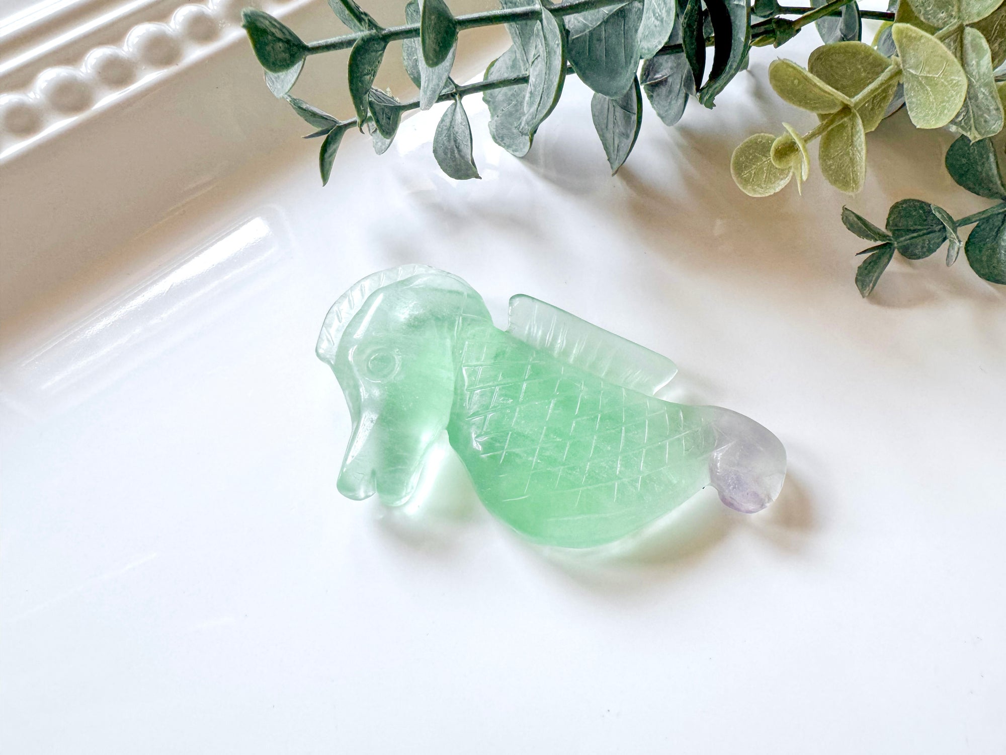 Seahorse Crystal Carving || 3"