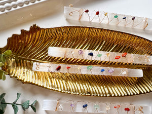 Selenite Crystal Chip Gold Wrapped Chakra Wand