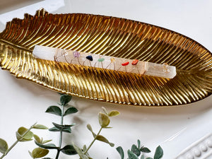 Selenite Crystal Chip Gold Wrapped Chakra Wand