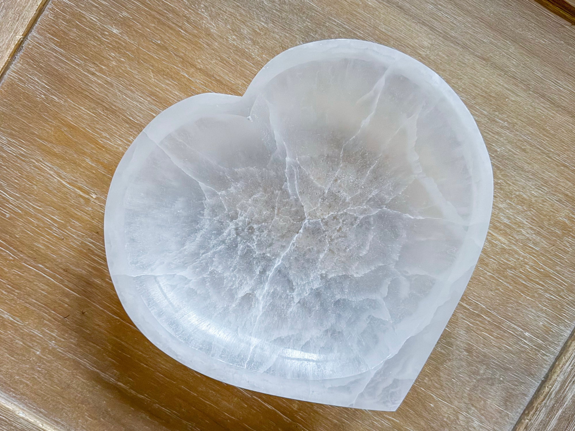Selenite Heart Bowl 8"
