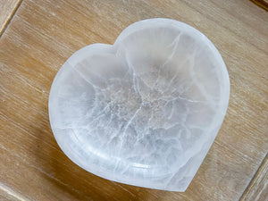 Selenite Heart Bowl 8"