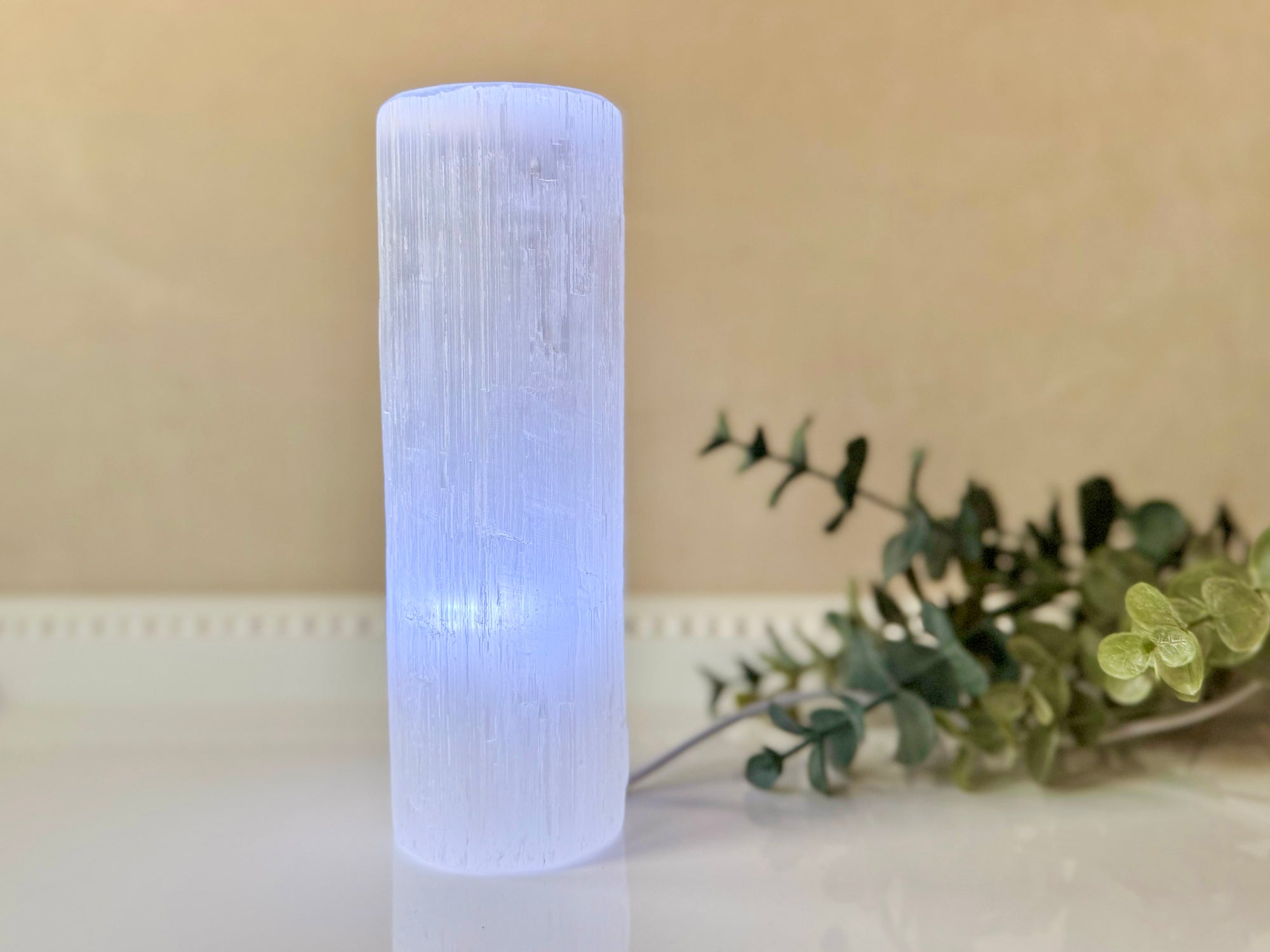 Selenite LED USB Lamp Cylinder