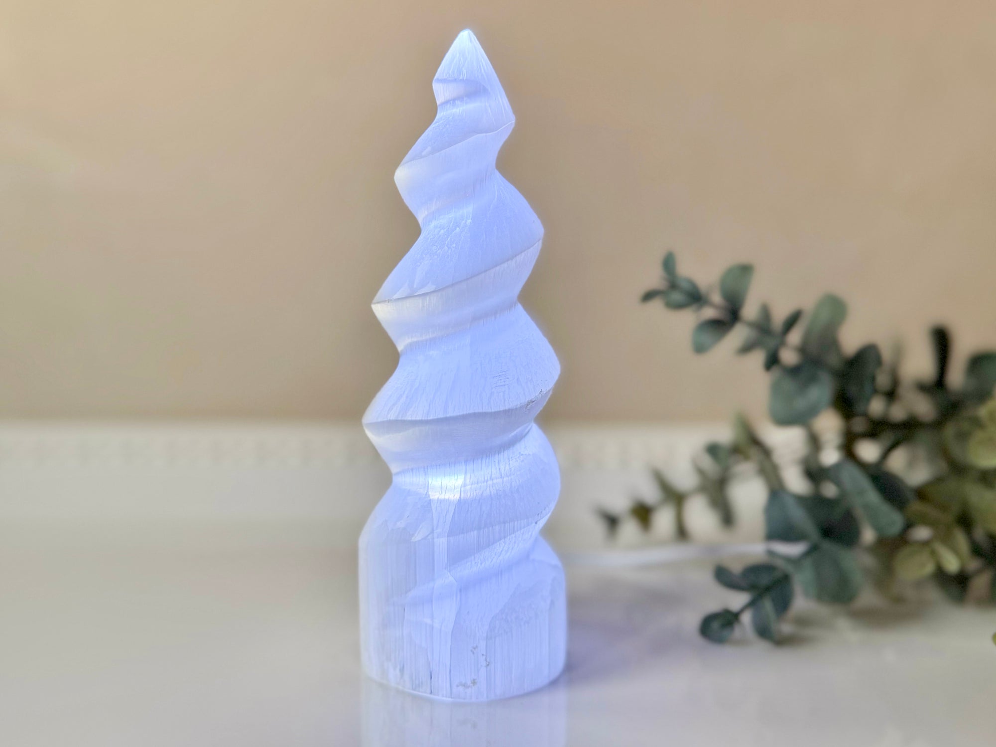 Selenite LED USB Lamp Mountain Spiral