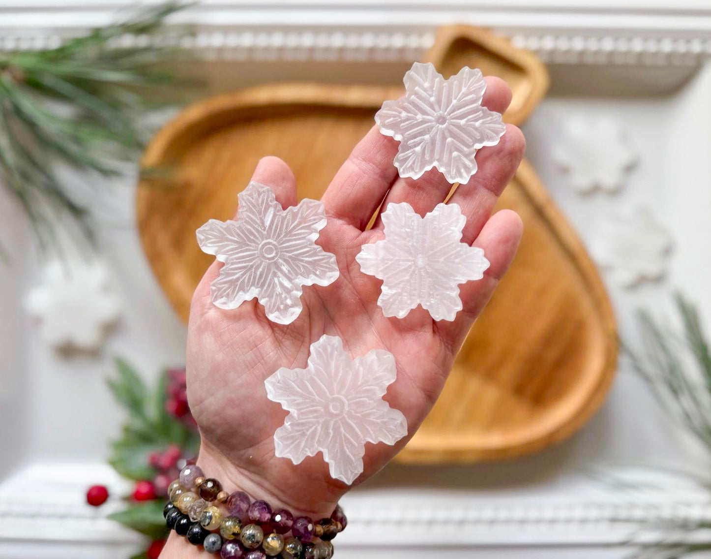 Selenite Snowflake Carving