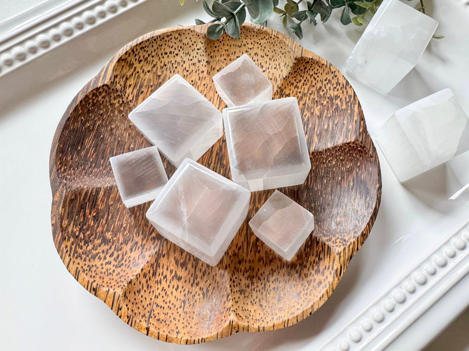 Selenite "TV Stone" Cube