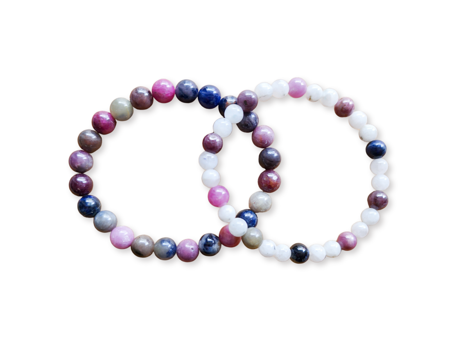 September Bracelet Stack || Sapphire & Moonstone Beaded Bracelet || Reiki Infused