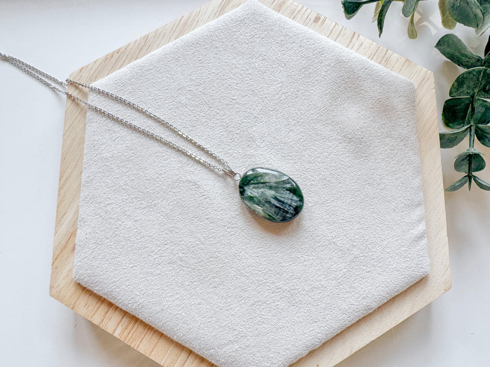 Seraphinite Oval Pendant Necklace