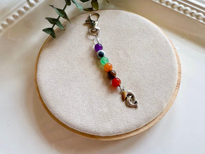 Seven Chakra Beaded Silver Charm Bag Tag