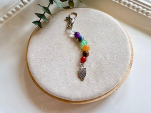 Seven Chakra Beaded Silver Charm Bag Tag