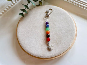 Seven Chakra Beaded Silver Charm Bag Tag