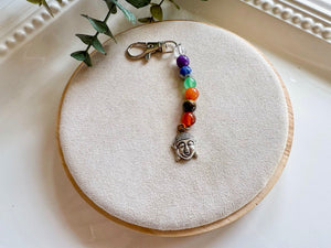 Seven Chakra Beaded Silver Charm Bag Tag