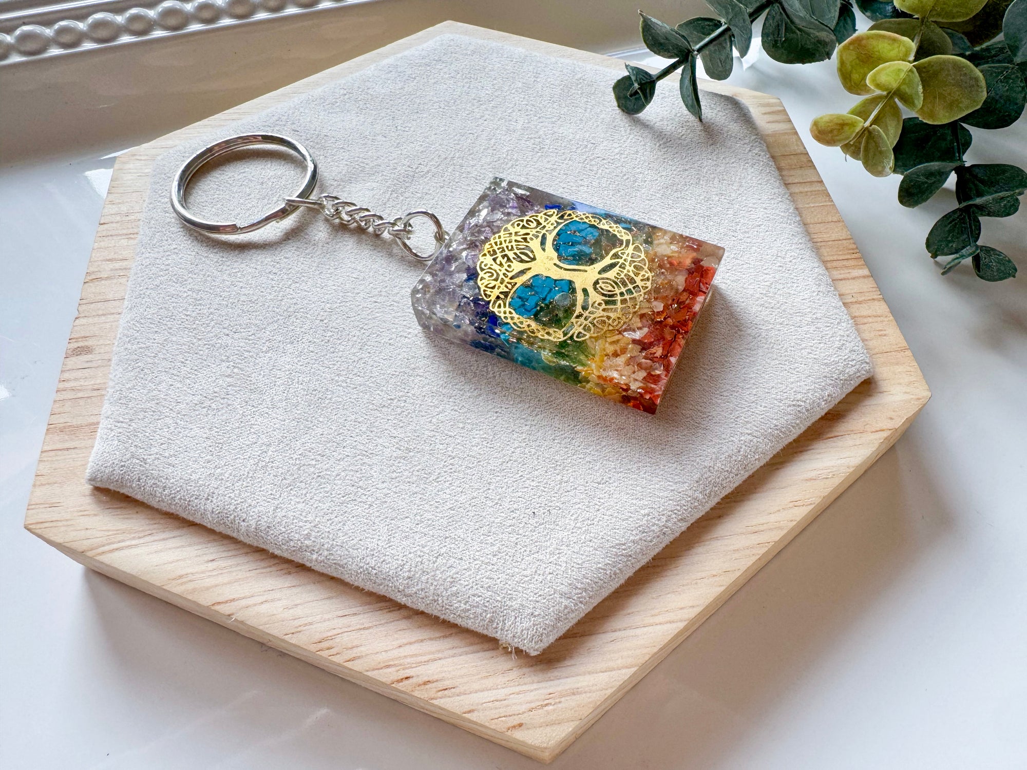 Seven Chakra Orgone Keychain