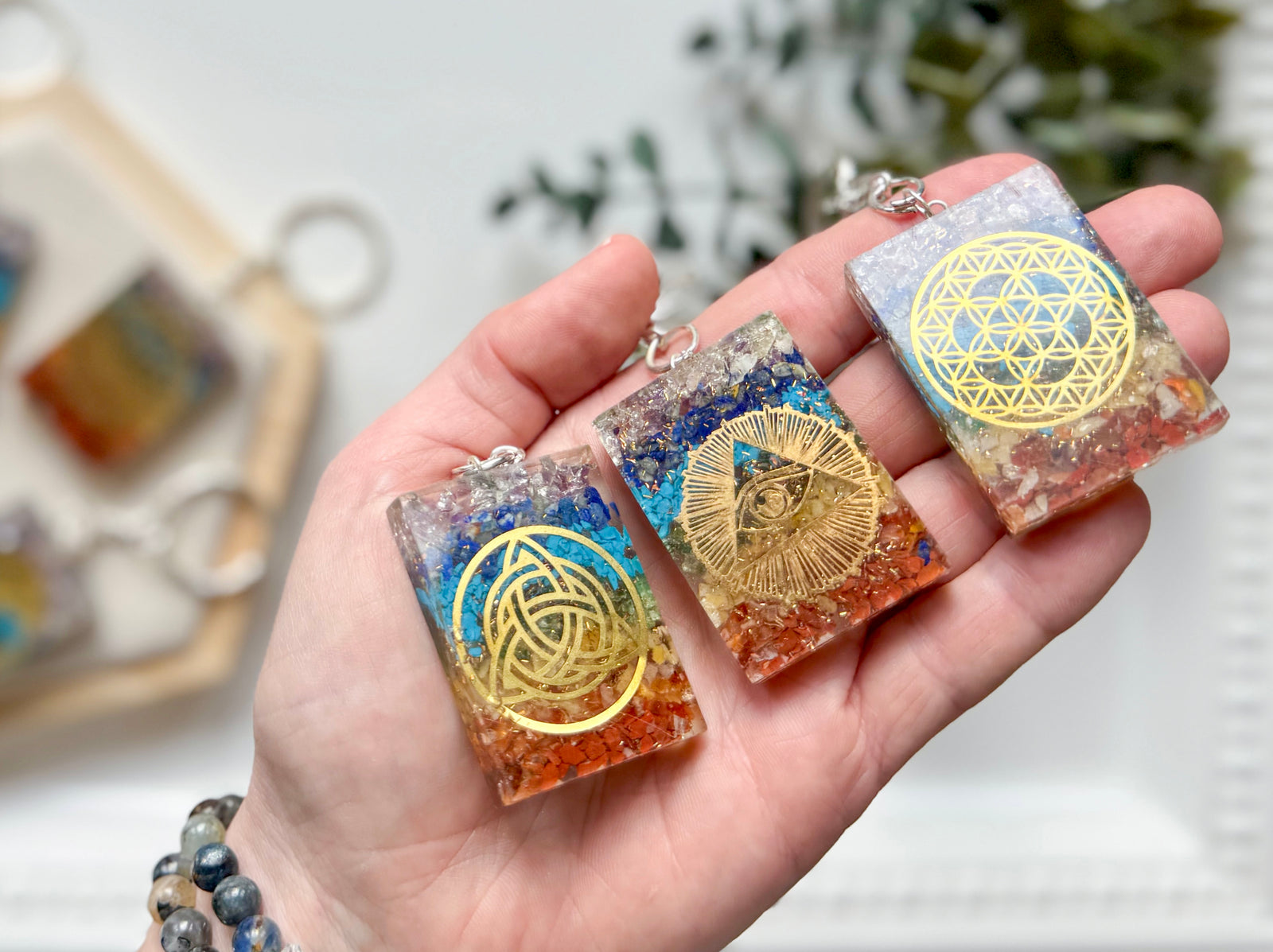 Seven Chakra Orgone Keychain