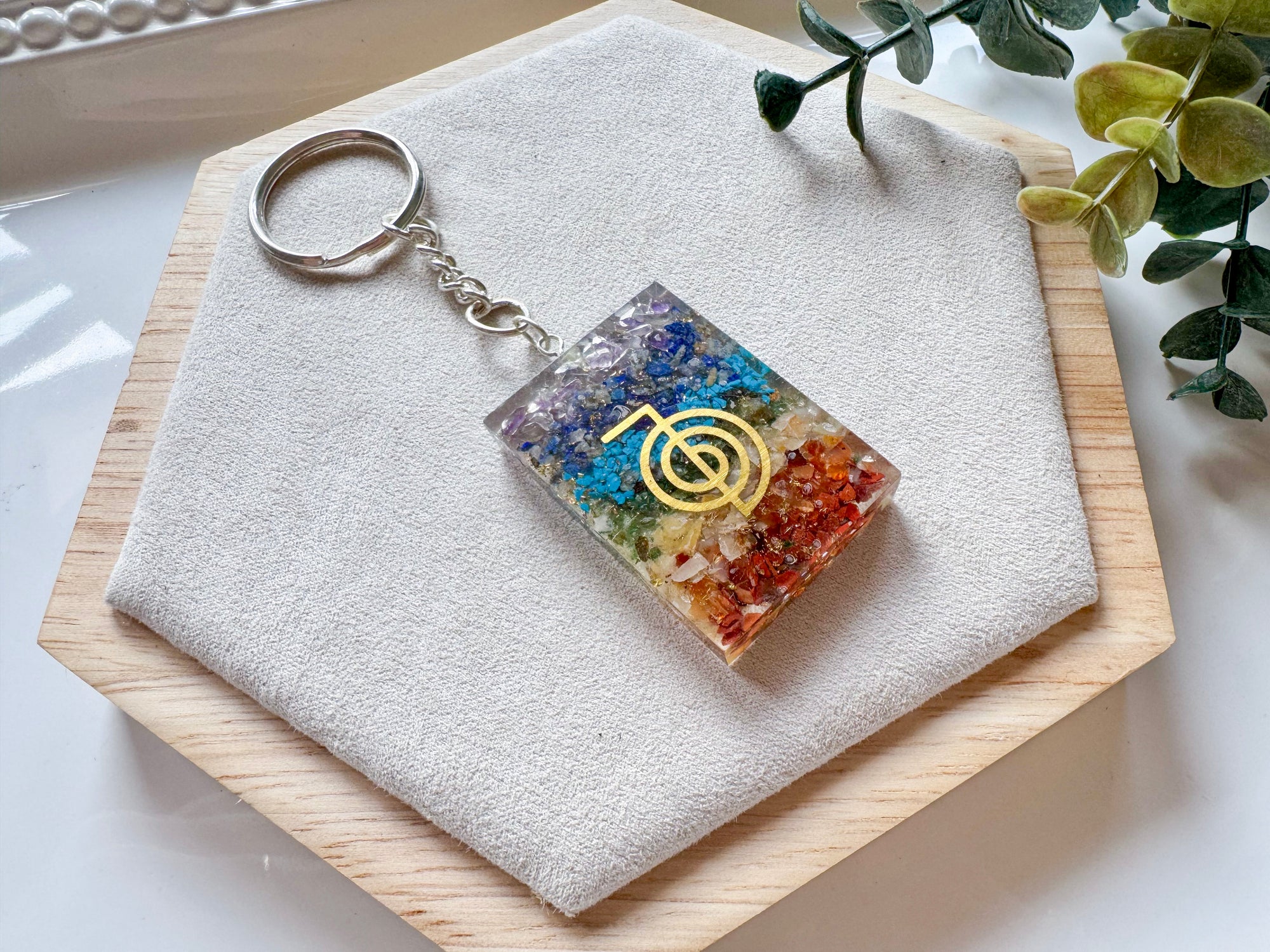 Seven Chakra Orgone Keychain