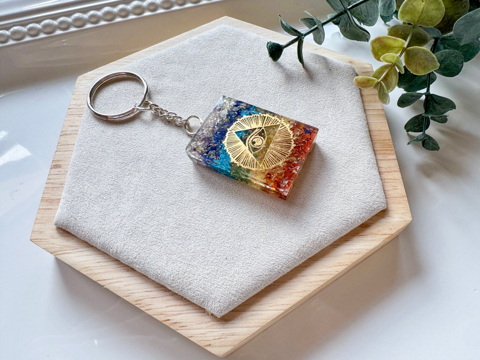 Seven Chakra Orgone Keychain