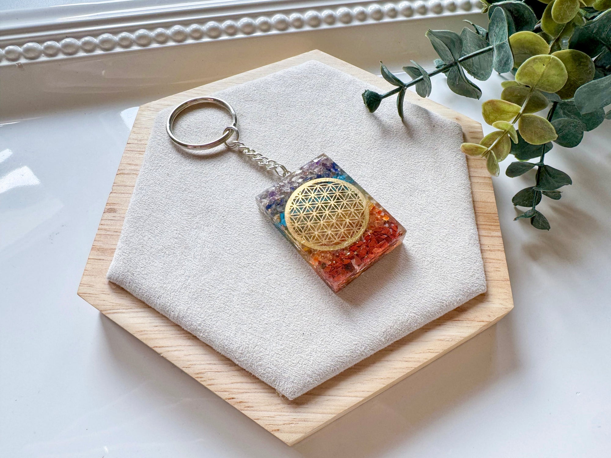 Seven Chakra Orgone Keychain