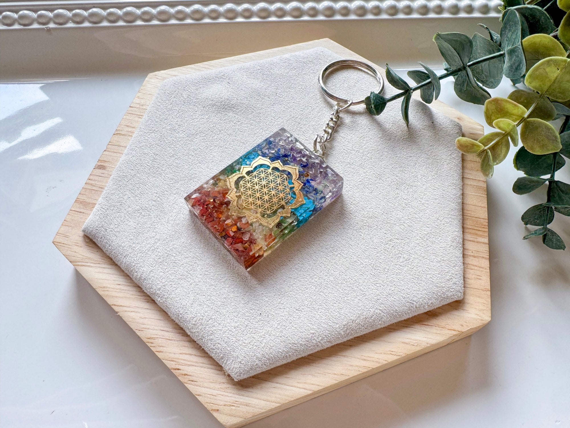 Seven Chakra Orgone Keychain